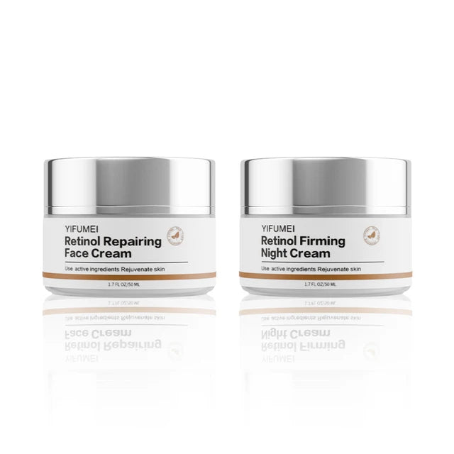 Retinol Reafirmante Face Cream Set, Kit Hidratante Dia e Noite, Clareamento Facial Anti-Envelhecimento, Brilho Receita Skincare, 2Pcs