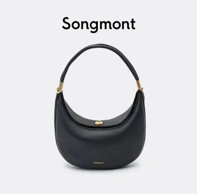 Songmont-bolsa de ombro meia lua feminina, bolsa casual, com design de personalidade, bolsa de axila, nova moda