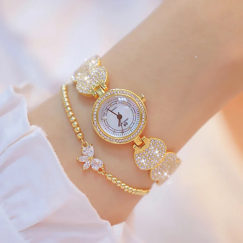 Mulheres Pulseira de Diamante e Ouro Relógio de pulso, Relógios femininos, Marca superior, Famosa, Elegante, Luxo, Vestido, Senhoras