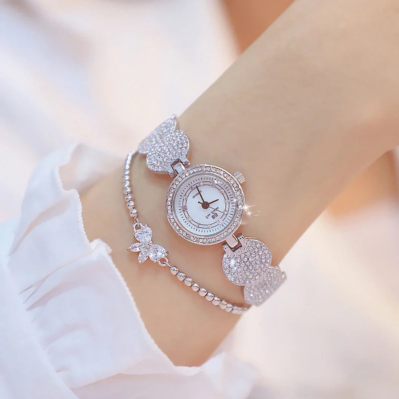 Mulheres Pulseira de Diamante e Ouro Relógio de pulso, Relógios femininos, Marca superior, Famosa, Elegante, Luxo, Vestido, Senhoras