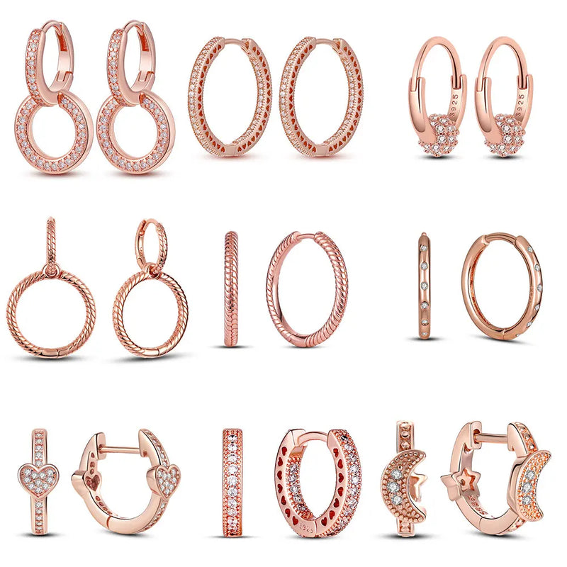 925 brincos de prata para mulheres, brinco original de mim, jóias de penas de círculo redondo, aro de zircão cz, moda tendência