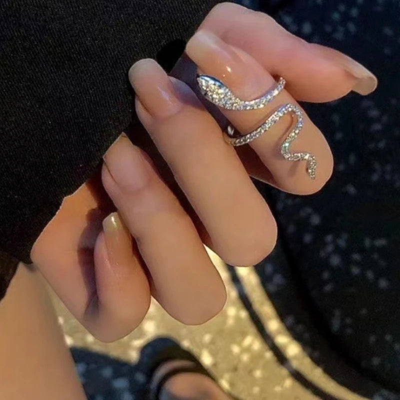 Cor da tira micro-incrustada zircão anel de cobra anel de dedo moda punk menino menina aniversário onia serpente anel personalidade jóias presente