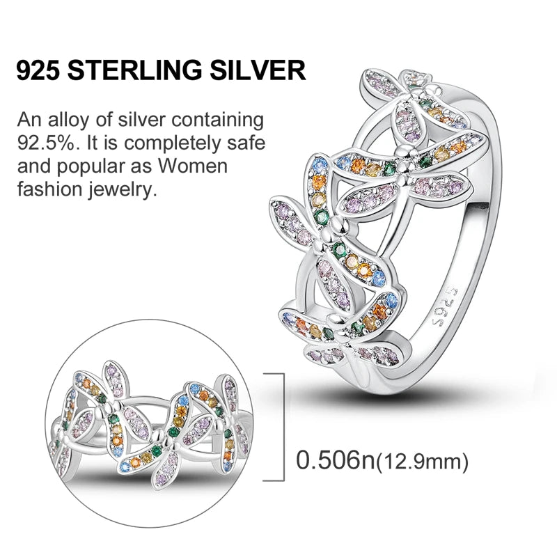 925 anéis de dedo de prata esterlina para mulheres, borboleta geométrica, forma redonda, joia de luxo, anel cocktail original