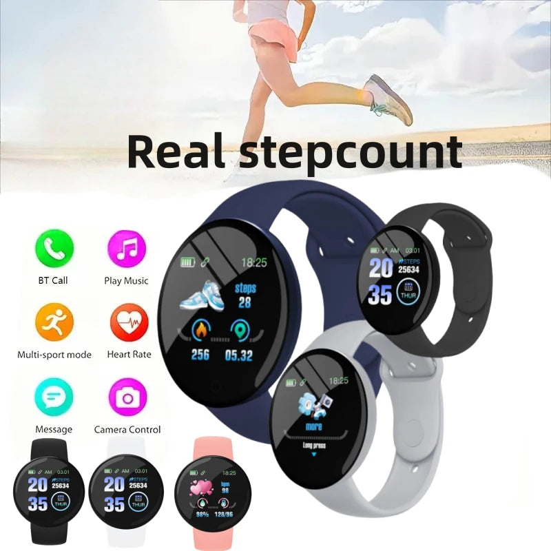 D18 Macaron Stepcount Conectado Smartwatch para Homens e Mulheres, Real Stepcount Smart Watch, Telefone Android Disponível, B41