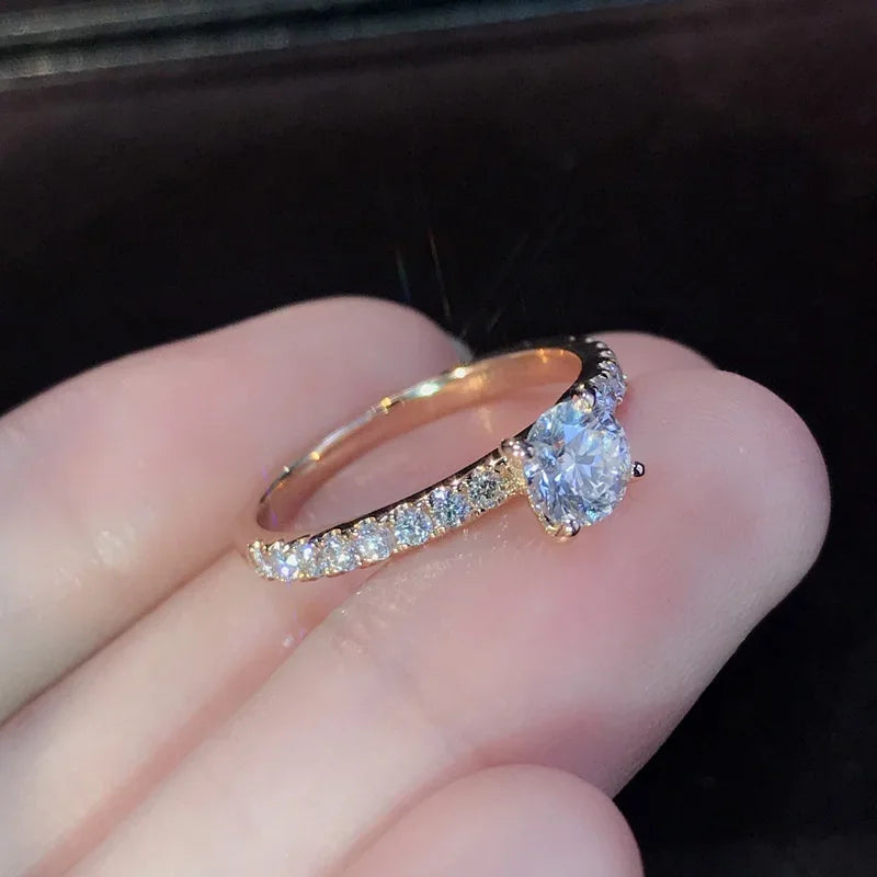 Delysia rei brilhante anel de cristal feminino, anel temperamento elegante, joia casamento simples, simplicidade na moda, noivado