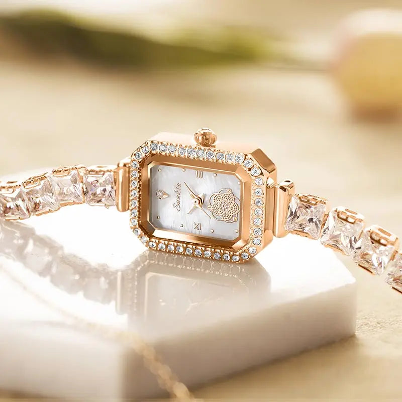 LIGE-Relógio de Pulso Quartzo Diamante Cristal Feminino, Pulseiras Vestido, Marca de Luxo, Moda, Senhoras, 2022