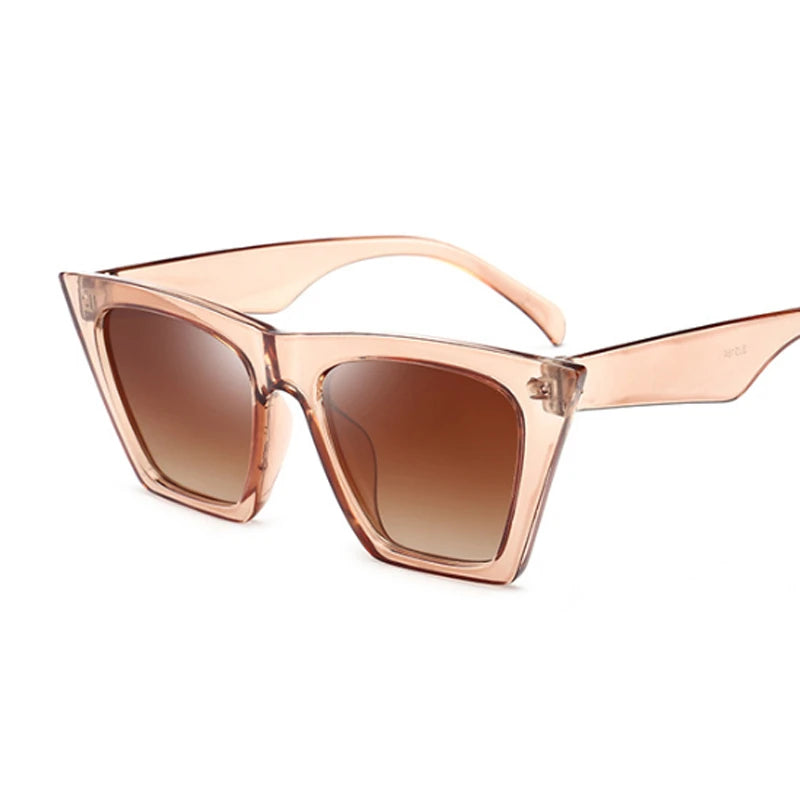 Óculos de sol estilo quadrado para mulheres, óculos de sol retrô, moldura plástica, espelho luxuoso