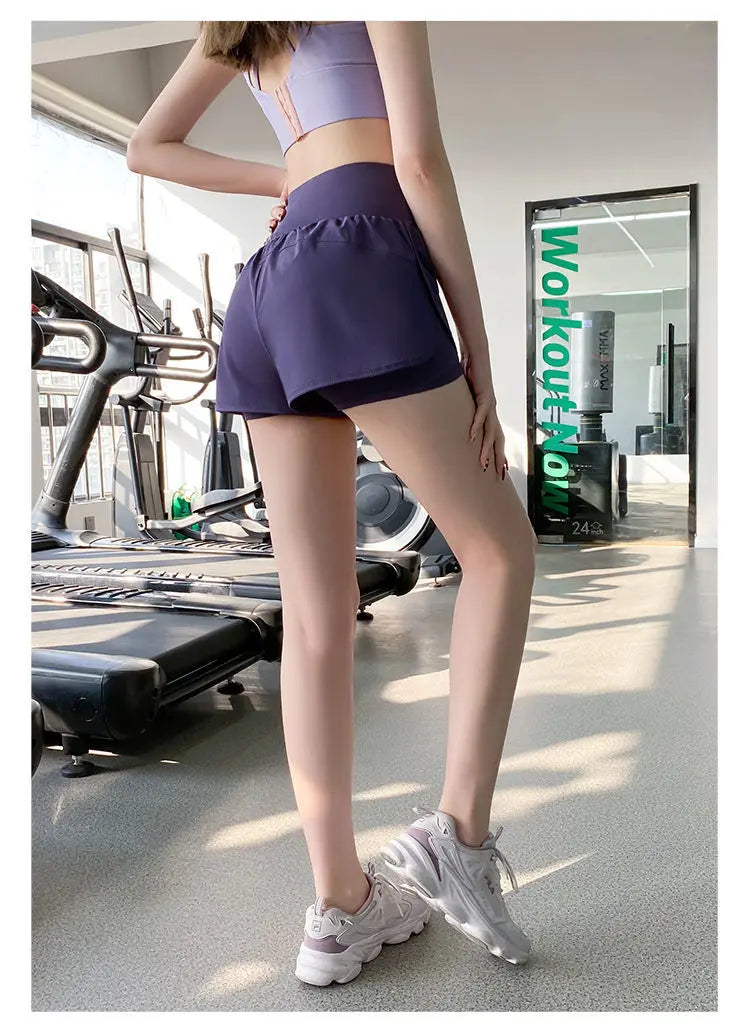 2022 calções de desporto feminino calções de corrida de dois andares calções de yoga bottoms verão ginásio fitness formação jogging calças curtas