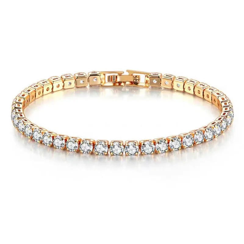 925 pulseira de tênis de prata esterlina para mulheres, ouro rosa brilhando zircônia cúbica, presente da jóia do casamento, moda hip hop, novo